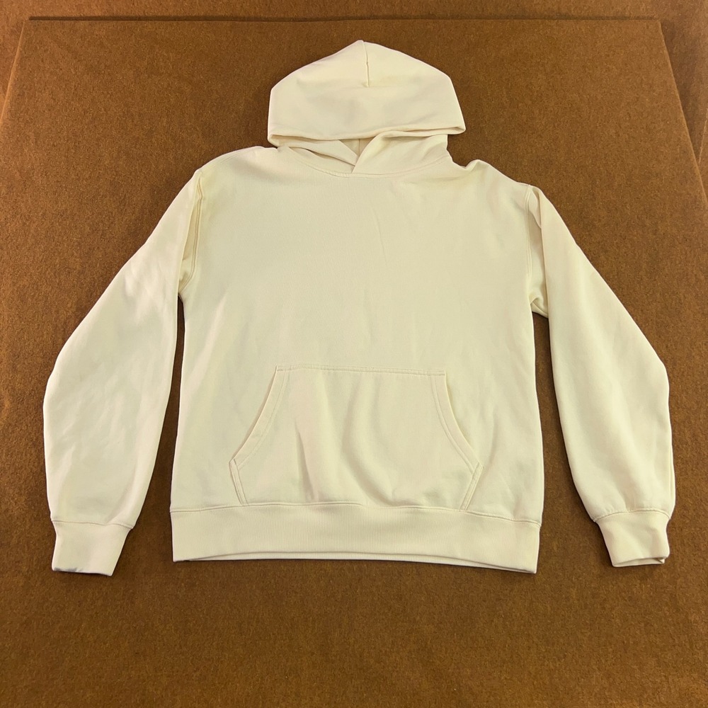 As Colour Adult Size Small Ivory Faded Relax Fleece Pocketed Pullover Hoodie New